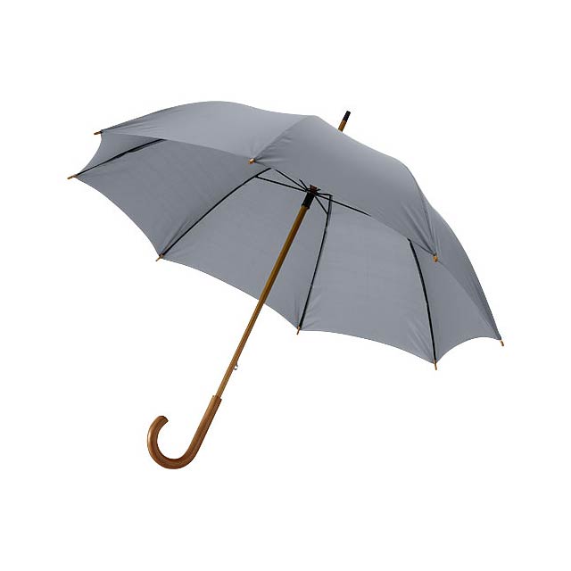 Jova 23" Regenschirm mit Holzstange und -griff - Grau