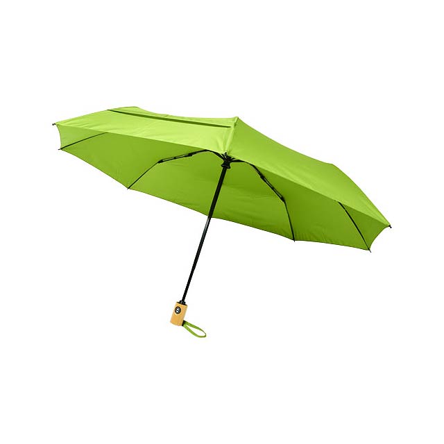 Bo 21" fold. auto open/close recycled PET umbrella - lime