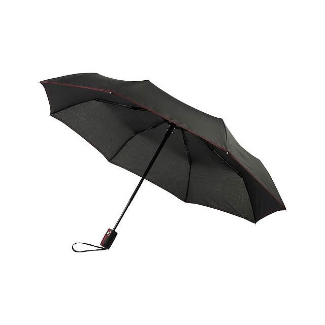 21" skládací deštník Stark-mini s automatickým otvíráním/skládáním - transparentní červená