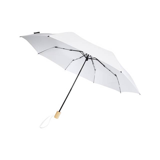Birgit 21'' faltbarer winddichter Regenschirm aus recyceltem PET - Weiß 