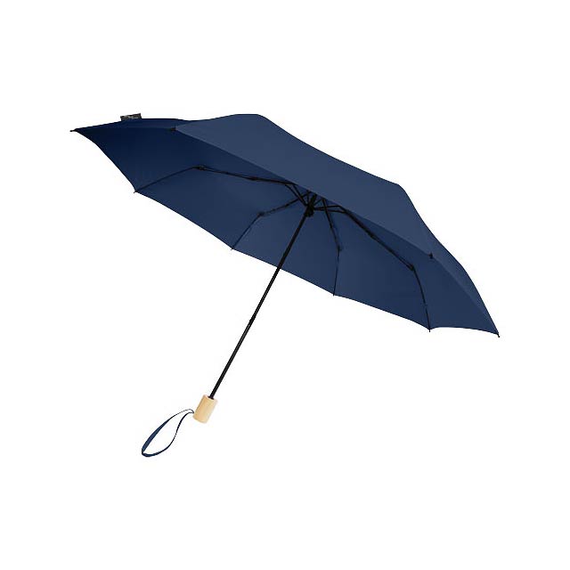 Birgit 21'' faltbarer winddichter Regenschirm aus recyceltem PET - blau