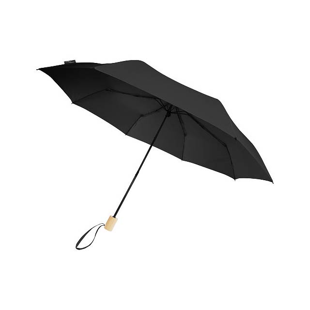 Birgit 21'' faltbarer winddichter Regenschirm aus recyceltem PET - schwarz