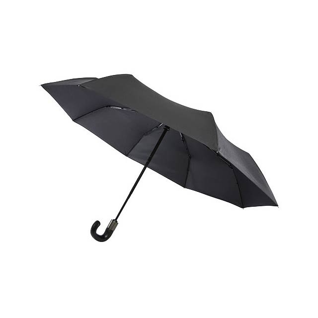 Montebello 21" Vollautomatik Kompaktregenschirm mit gebogenem Griff - schwarz