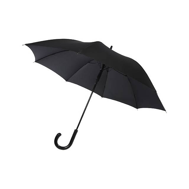 23" deštník Fontana s automatickým otevíráním a zahnutou rukojetí vzhledu uhlíkové oceli - černá