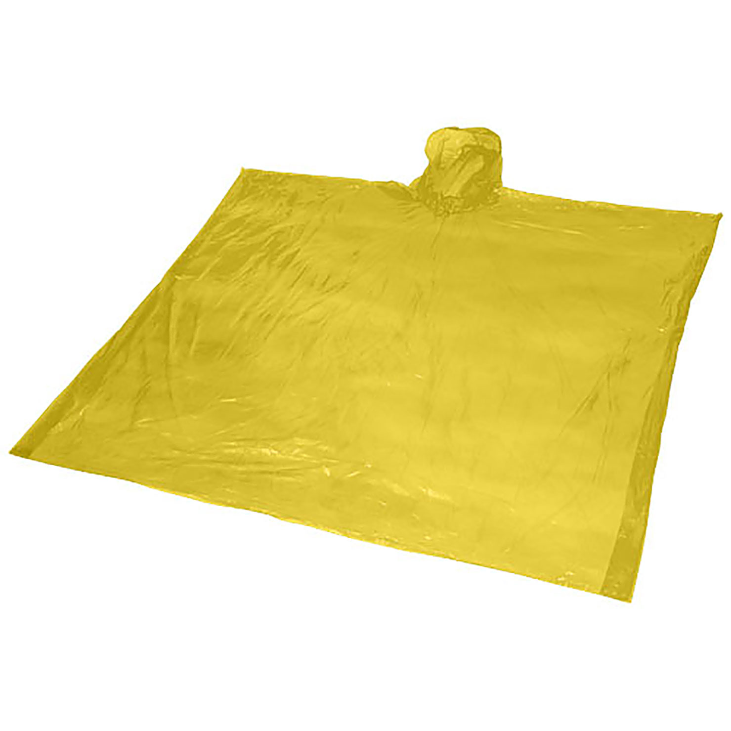 Mayan recycled plastic disposable rain poncho with storage pouch - yellow