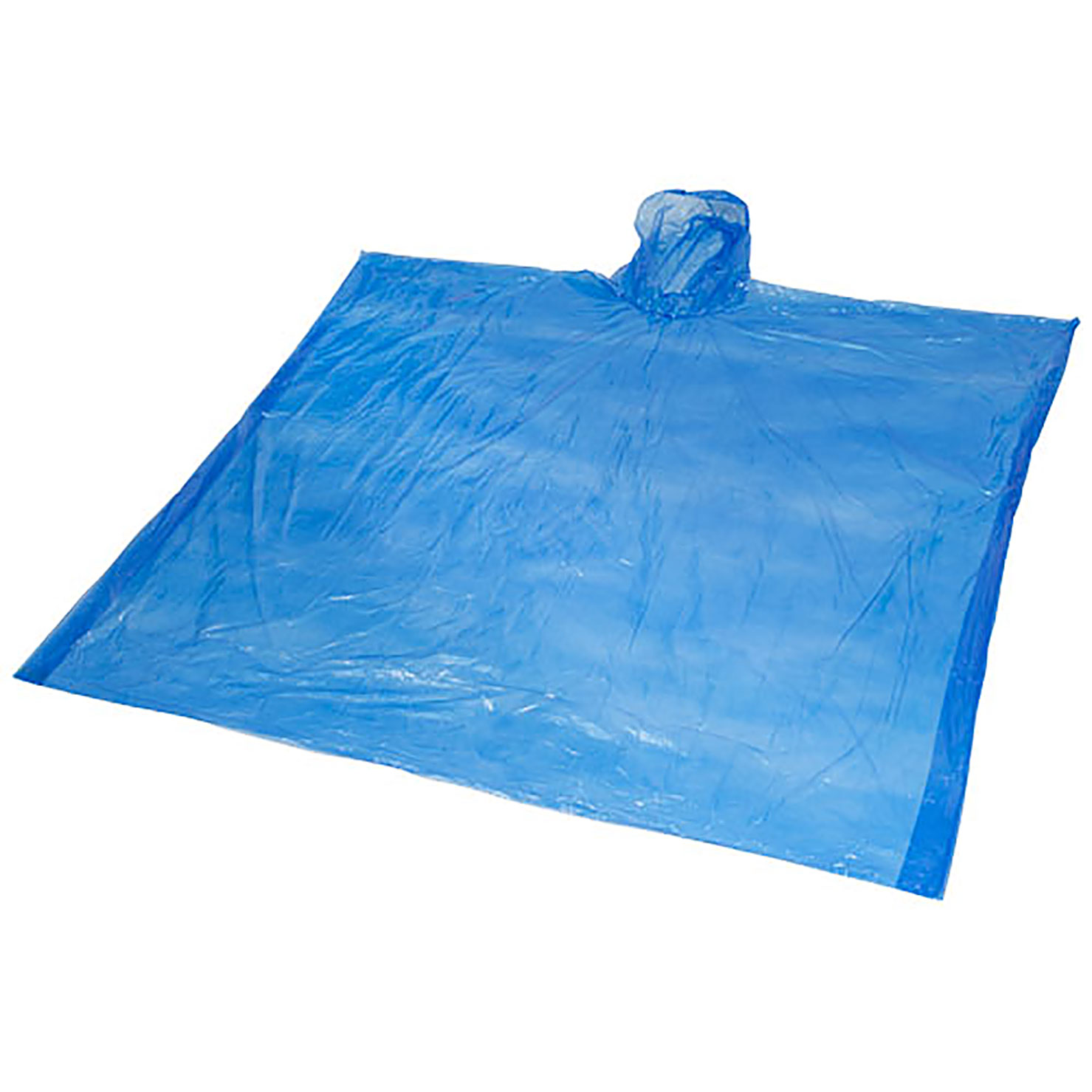 Mayan recycled plastic disposable rain poncho with storage pouch - royal blue