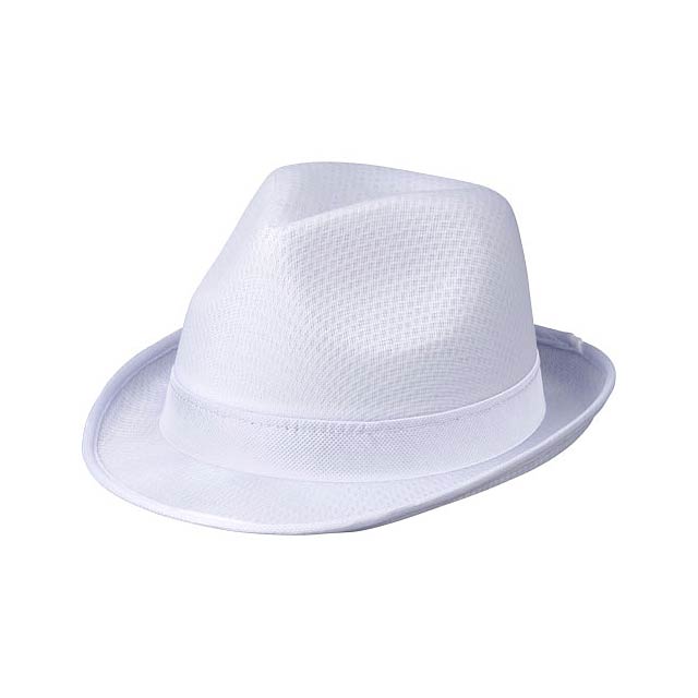 Trilby hat with ribbon - white