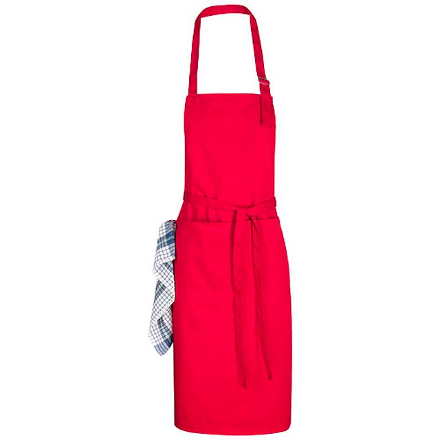 Zora apron with adjustable neck strap - red