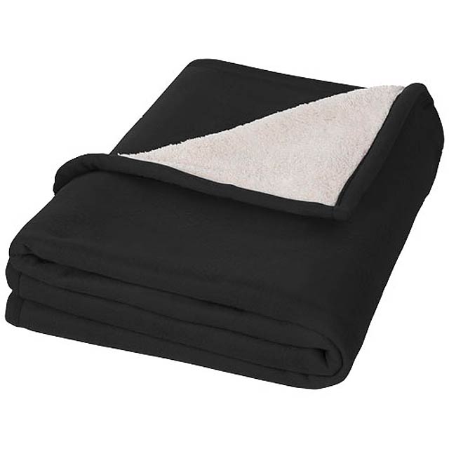 Springwood soft fleece and sherpa plaid blanket - black