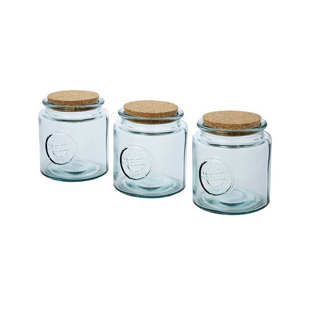 Aire 800 ml 3-piece recycled glass jar set - transparent