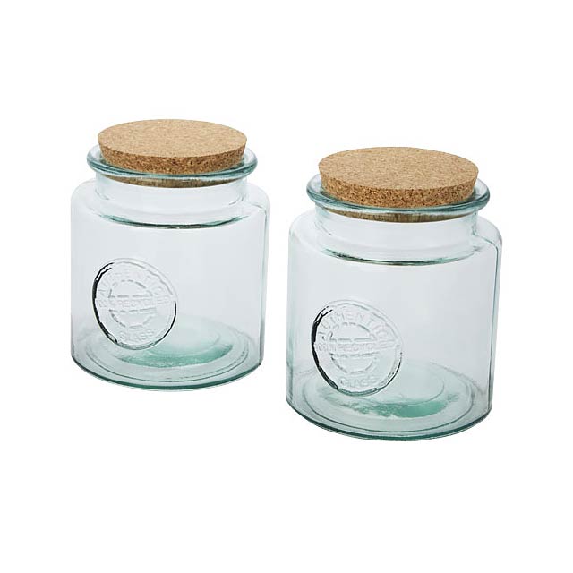 Aire 2-piece 1500 ml recycled glass container set - transparent