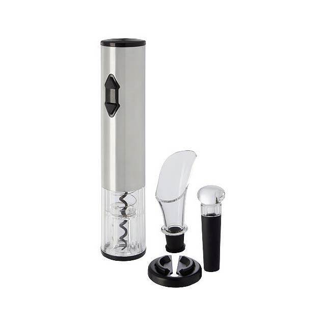 Pino electric wine opener with wine tools - silver