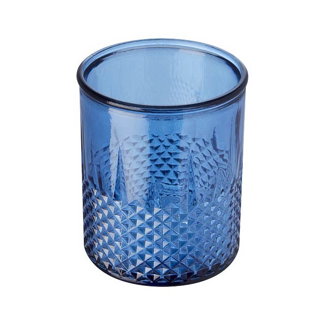 Svícen na čajovou svíčku z recyklovaného skla Estrel - transparentná modrá