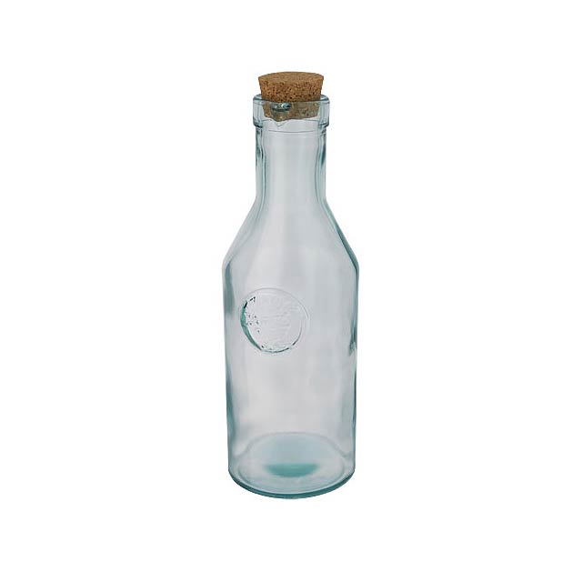 Fresqui recycled glass carafe with cork lid - transparent