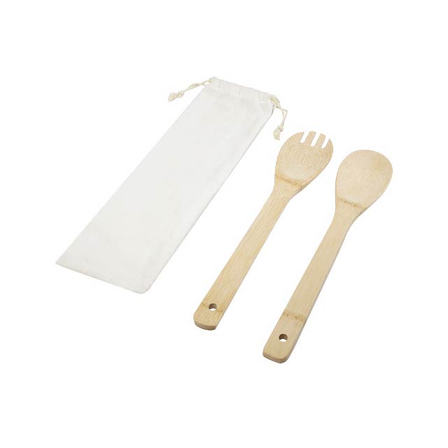 Endiv bamboo salad spoon and fork - wood