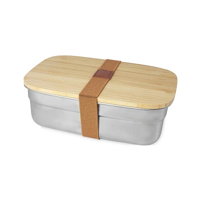 Tite stainless steel lunch box with bamboo lid - silver