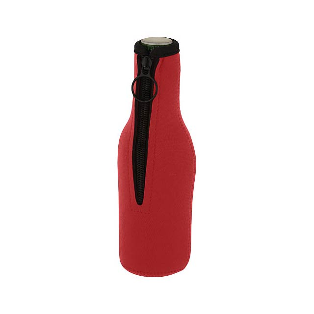 Pouzdro na lahve z recyklovaného neoprenu Fris - transparentní červená