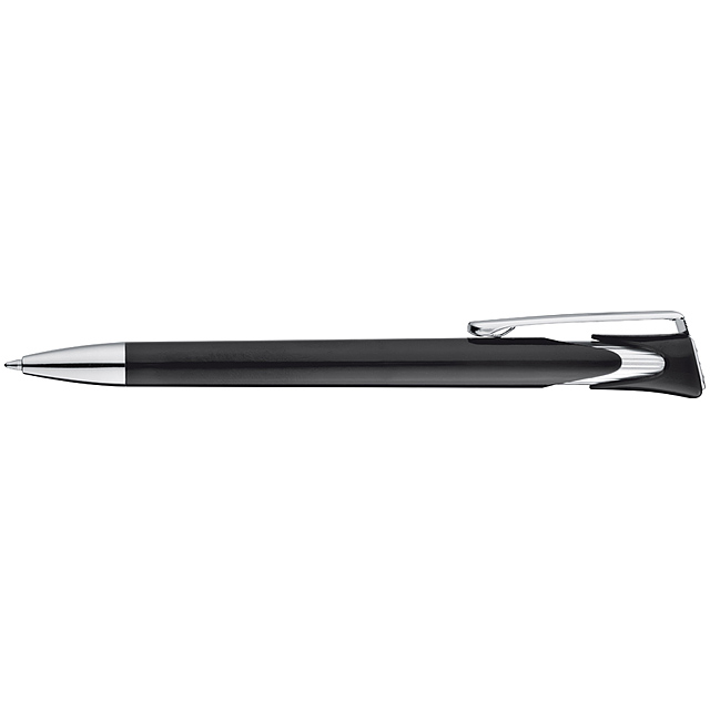 Ball pen with large chromed clip - black
