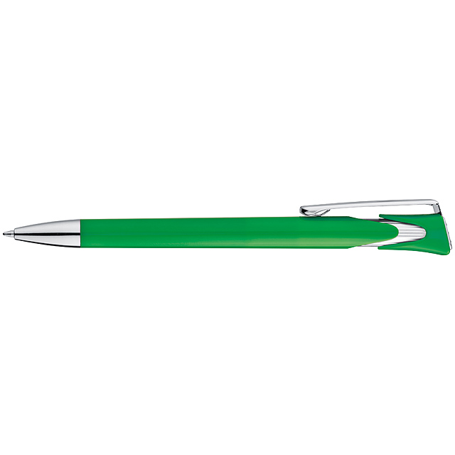 Ball pen with large chromed clip - green