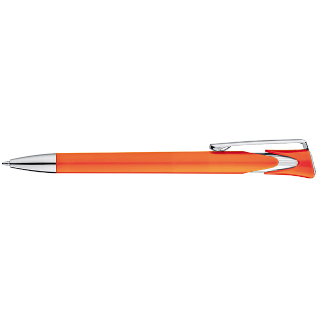Ball pen with large chromed clip - orange