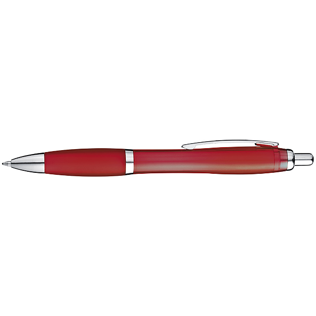 Transparent ball pen with Guma grip - burgundy