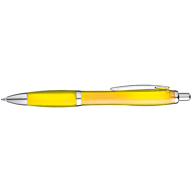 Transparenter Kugelschreiber mit Metallclip - Gelb