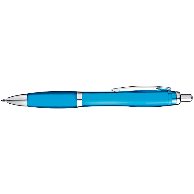 Transparenter Kugelschreiber mit Metallclip - azurblau  