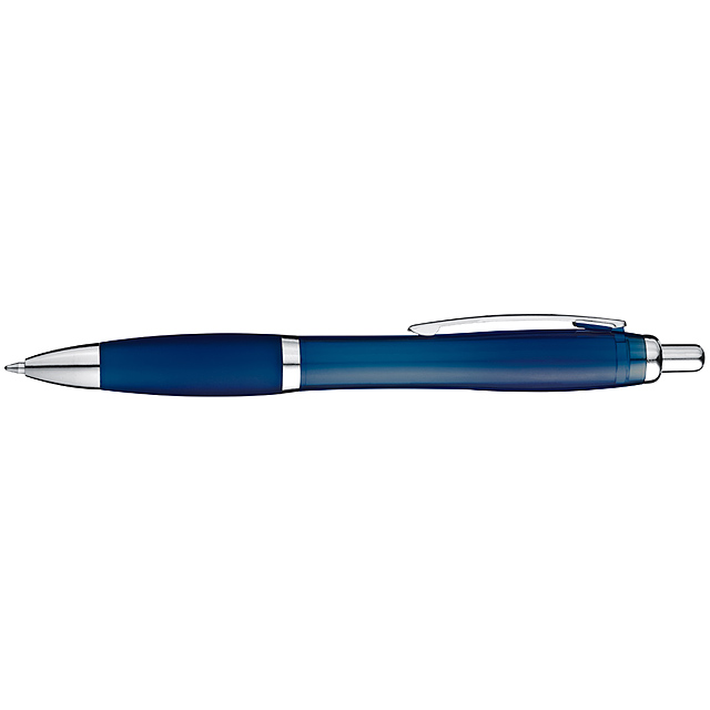 Transparenter Kugelschreiber mit Metallclip - blau