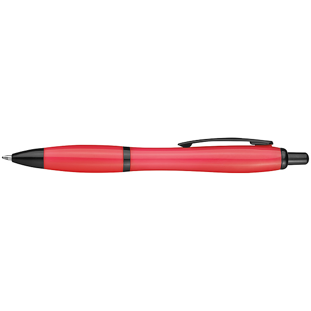 Guľôčkové pero s čiernymi prvkami - červená