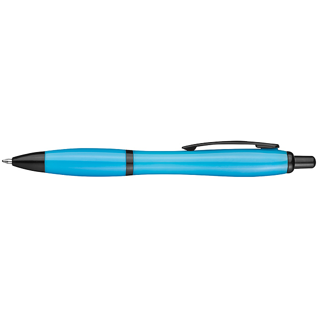 Ball pen with black applications - baby blue