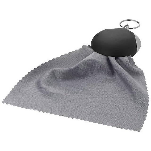 Clear-o cleaning cloth keychain - black
