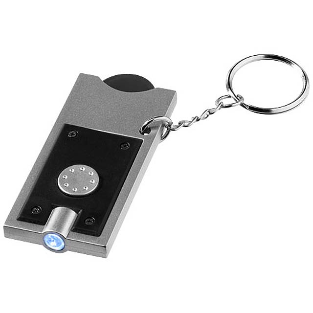Allegro LED keychain light with coin holder - black