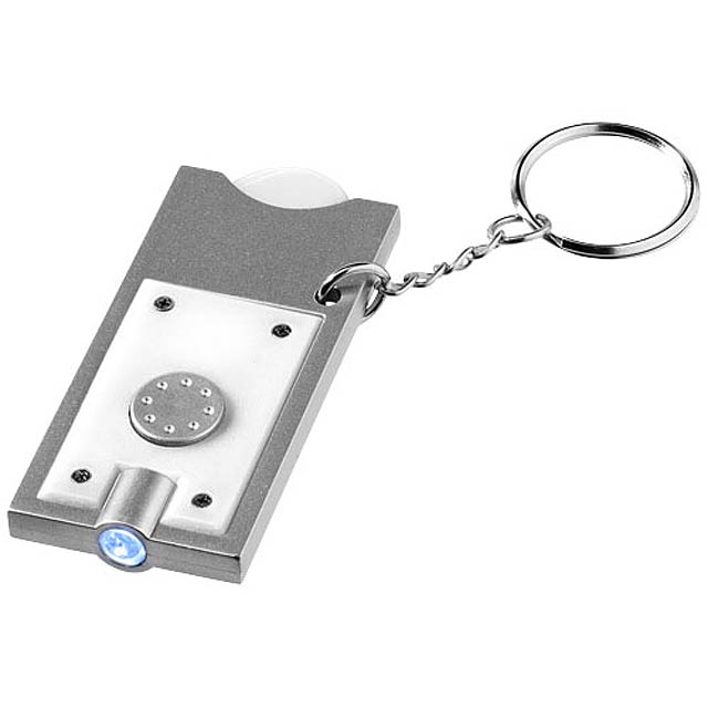 Allegro LED keychain light with coin holder - white