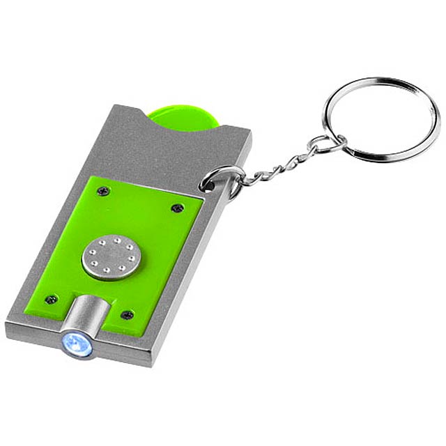 Allegro LED keychain light with coin holder - lime