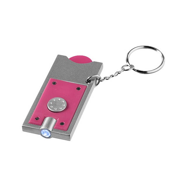 Allegro LED keychain light with coin holder - fuchsia