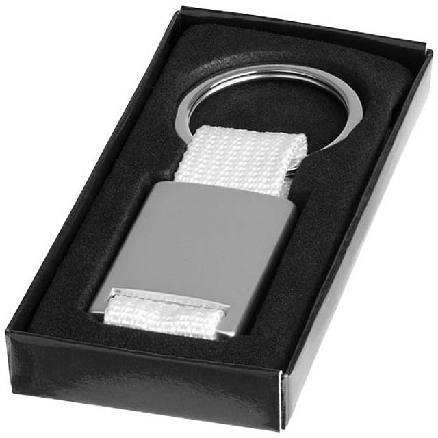 Přívěsek na klíče Alvaro s tkaným páskem - stříbrná