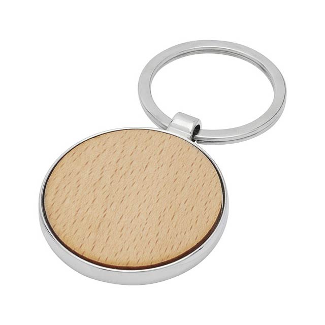 Moreno beech wood round keychain - wood