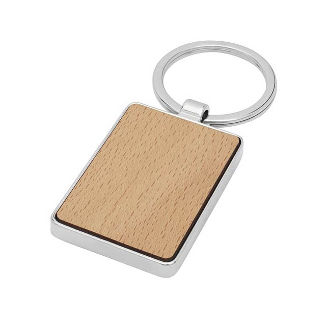 Mauro beech wood rectangular keychain - wood