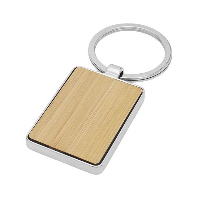 Neta bamboo rectangular keychain - wood