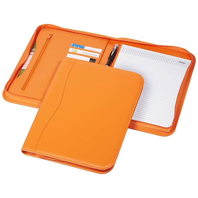 Ebony A4 zippered portfolio - orange