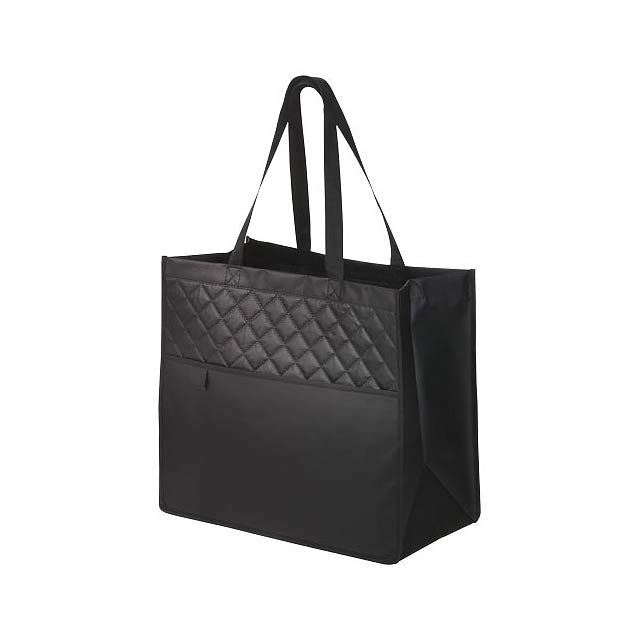 Quilto laminated non-woven shopping tote bag - black