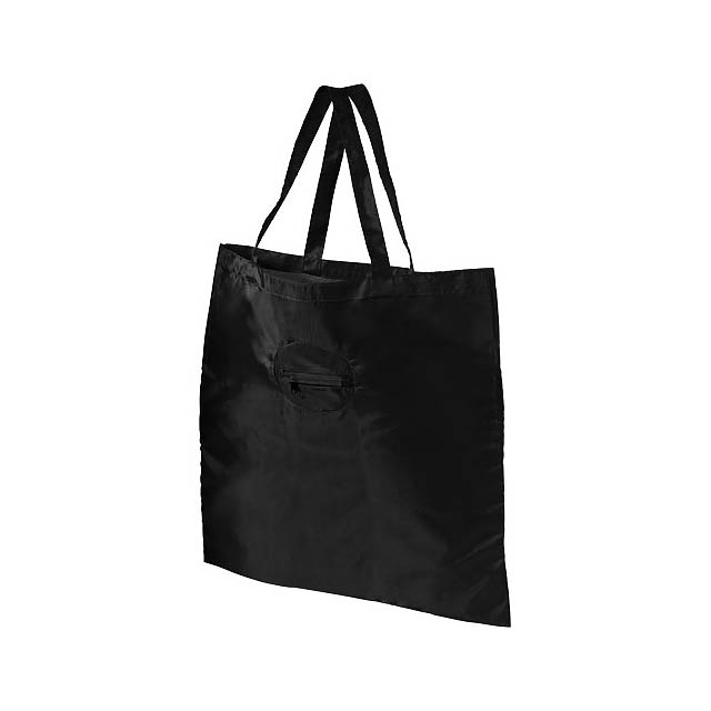 Take-away foldable shopping tote bag with keychain - black