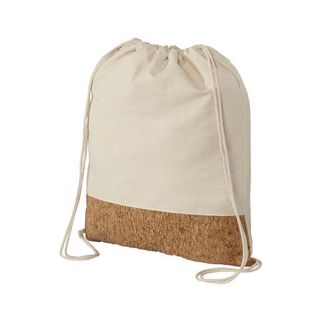 Woods 150 g/m² cotton and cork drawstring backpack 5L - beige