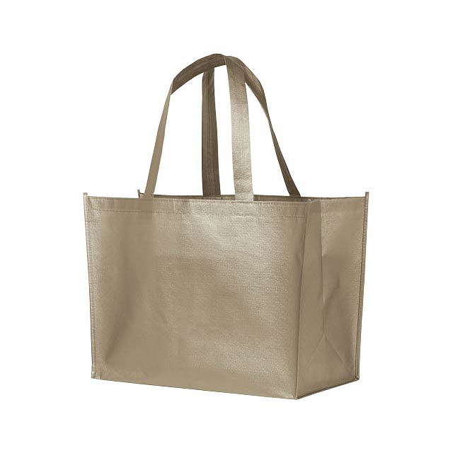 Alloy laminated non-woven shopping tote bag - beige