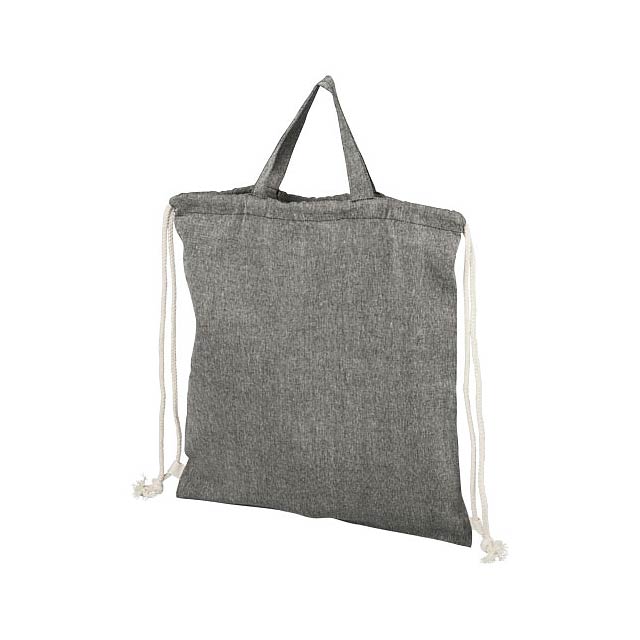 Pheebs batoh se stahovací šňůrkou ze směsi recyklované bavlny a polyesteru 150 g/m² - černá