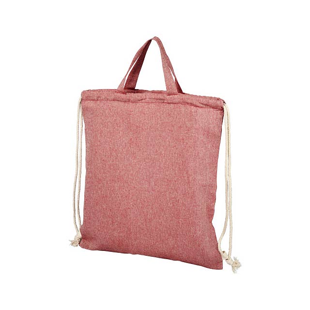 Pheebs batoh se stahovací šňůrkou ze směsi recyklované bavlny a polyesteru 150 g/m² - červená