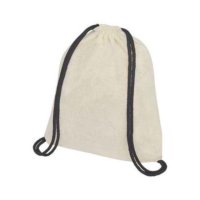 Oregon šnůrkový batoh z bavlny 100 g/m² s barevnými šňůrkami - černá