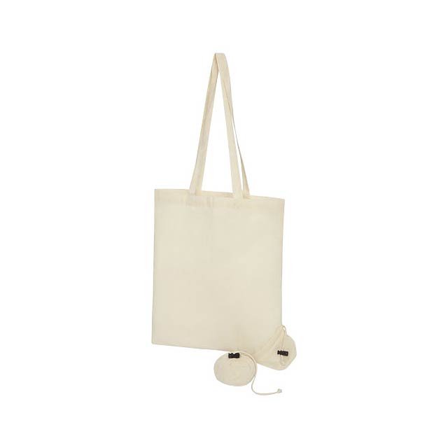 Patna 100 g/m² cotton foldable tote bag - beige