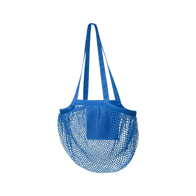 Síťovaná nákupní taška Pune z organické bavlny s certifikací GOTS, 100 g / m2 - modrá