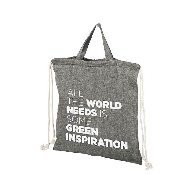 Be Inspired 150 g/m² recycled cotton drawstring backpack 6L - čierna